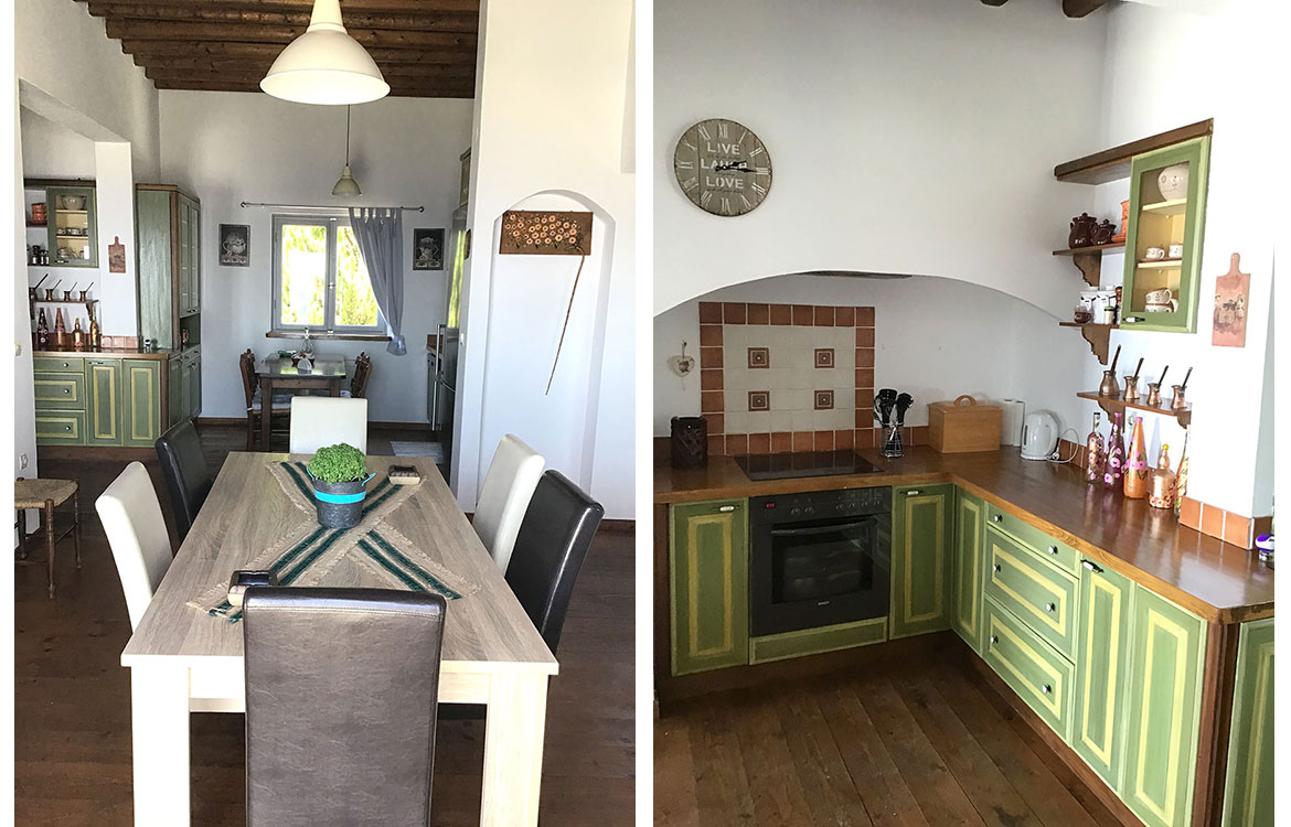 Cuisine entièrement équipée et table à manger