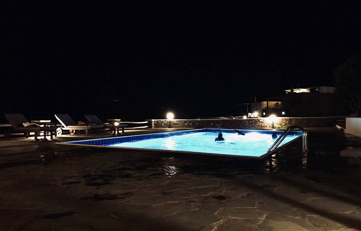 Swimming-pool at night